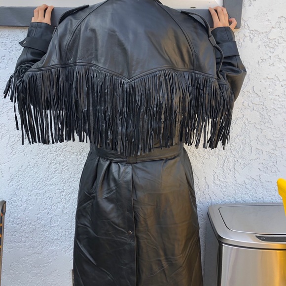 Leather jacket long  whith fringes - Picture 2 of 3